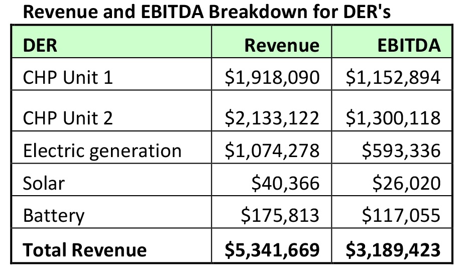 Revenue and EBITDA Breakdown for DERs